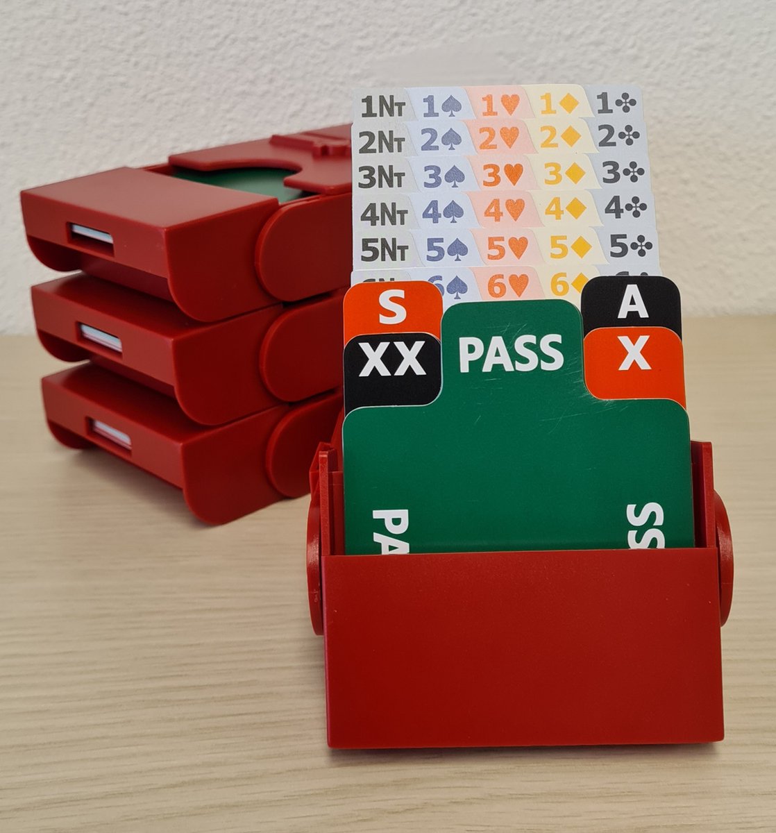 Biddingbox - BID PAL ROOD (set 4 st) 100% PLASTIC VULLINGEN