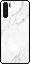 Smartphonica Telefoonhoesje voor OPPO A91 met marmer opdruk - TPU backcover case marble design - Wit / Back Cover geschikt voor Oppo A91