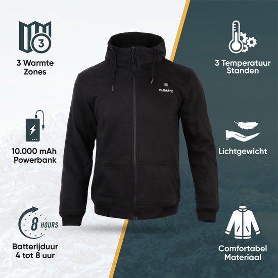 Gilet chauffant Climatz avec Powerbank 10 000 mAh Sweat a capuche chauffant . bol