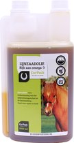 Huile de lin premium EcoPedz pour chevaux 1 litre - soutient le système digestif - donne brillance et santé au pelage - réduit le risque d'inflammation