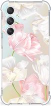 GSM Hoesje Geschikt voor Samsung Galaxy S23 FE Leuk TPU Back Cover met transparante rand Mooie Bloemen