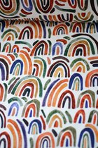 Tricot ecru met kleurrijke regenbogen 1 meter - modestoffen voor naaien - stoffen Stoffenboetiek