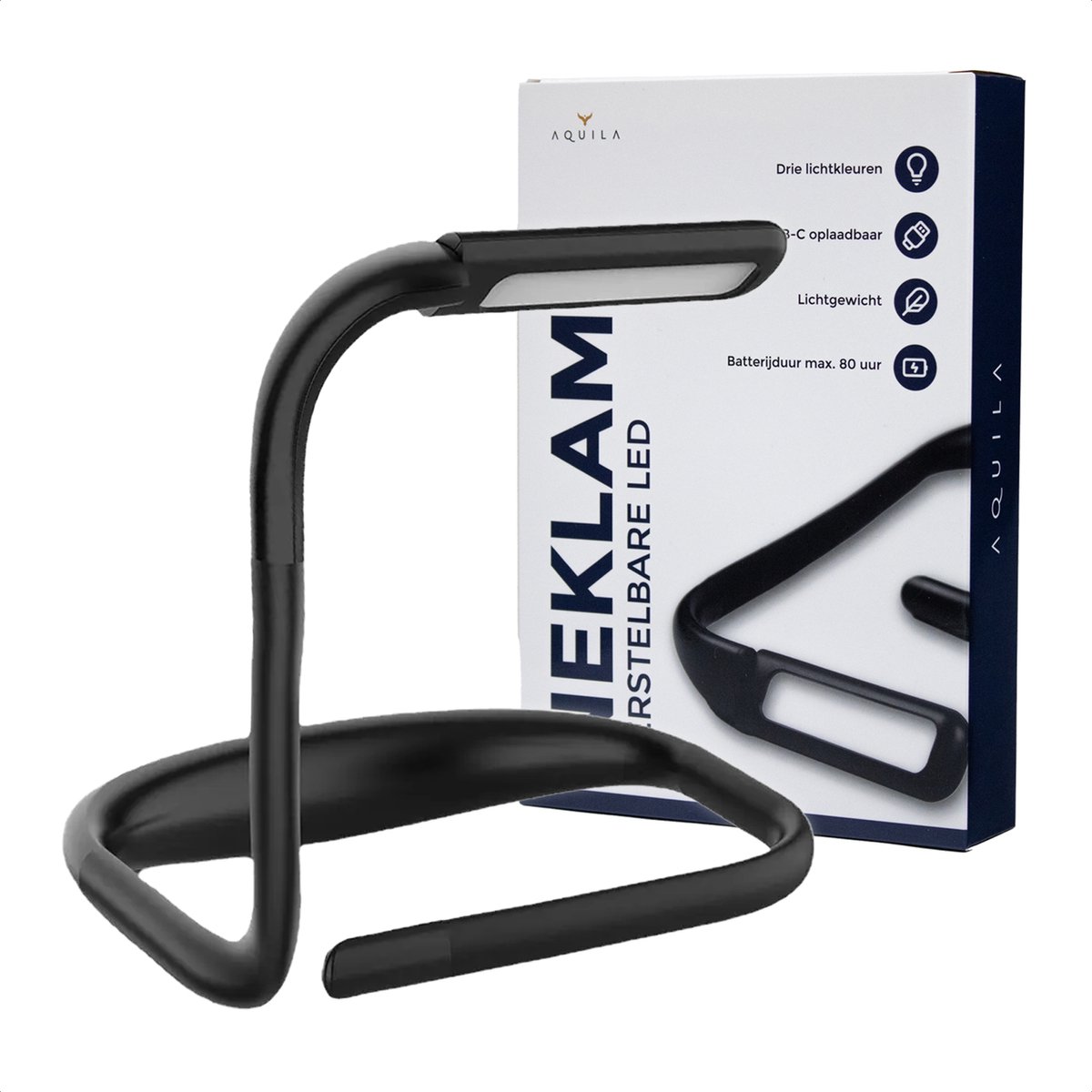 led-leeslamp voor in de hals, boekenlamp met 3 kleuren en 3 helderheidsniveaus, 1800 mAh oplaadbare batterij, leeslamp, draagbare halslamp voor lezen, breien, haken, naaien