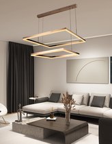 Chandelix - Luxe Hanglamp - Woonkamer - 2 Ringen - met Afstandsbediening en App - Dimbaar - In hoogte verstelbaar - Woonkamer verlichting - Slaapkamer verlichting - Smartlamp - Ringlamp - LED - Goud chroom