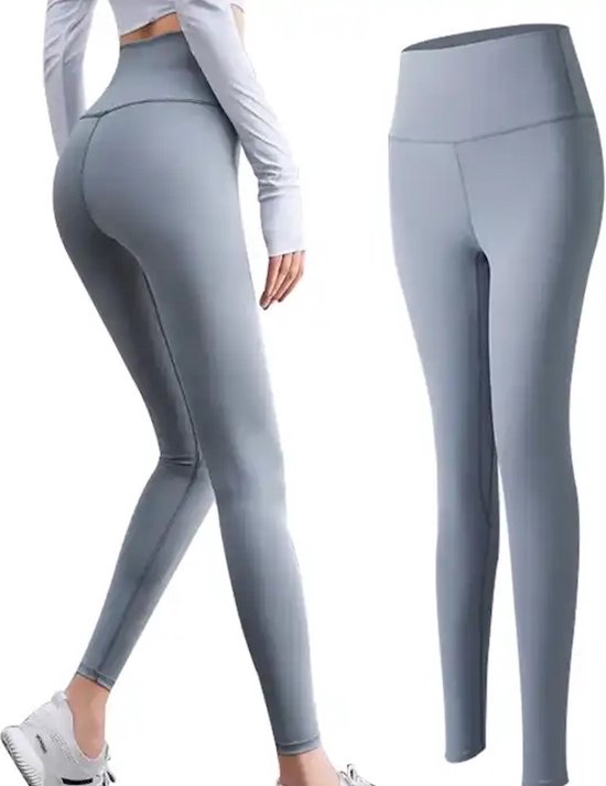 Wow Peach - Hoge Taille Elastisch Legging - Stretchy - Shaping - Comfort - Hip Lift - Yoga - Work Out - Gym - Sport - Blauw - Medium van Wow Peach — afbeelding 2
