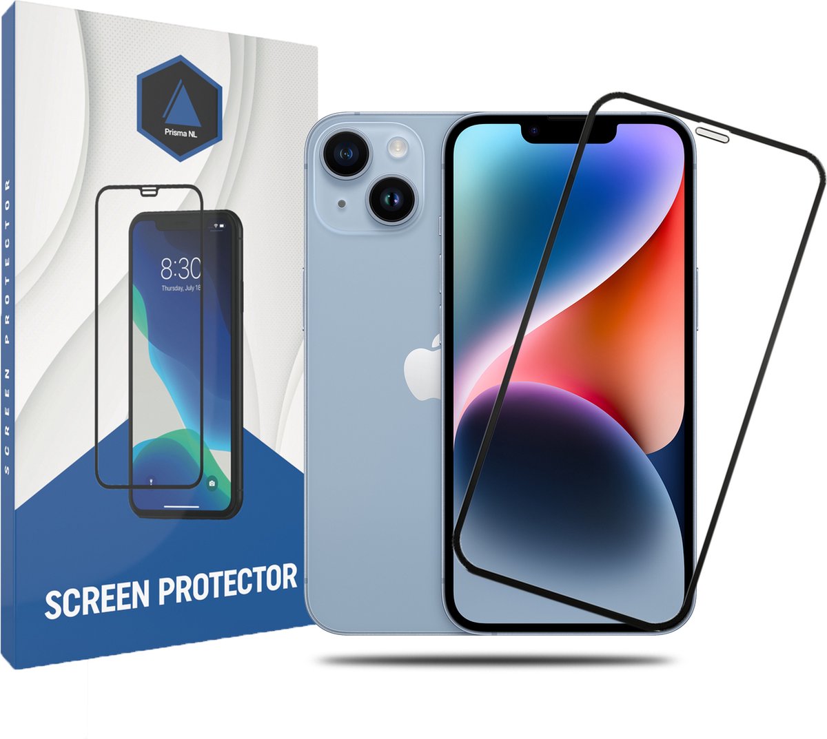 Prisma NL® iPhone Screenprotector voor iPhone 14 & iPhone 13 & iPhone 13 Pro - Premium - Beschermglas - Gehard glas - 9H - Zwarte rand - Tempered Glass - Full cover