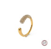 Soraro Zirkonia Ring | 18K Goud | Goud | Elegante Ring | Zirkonia | Dames Ring | Klemring | Vrouwen Cadeau | Moederdag | Moederdag cadeau