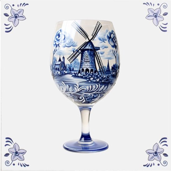 Delfts blauw tegeltje wijnglas design