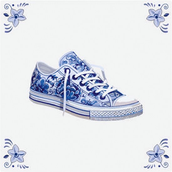 Delfts blauw tegeltje schoen design