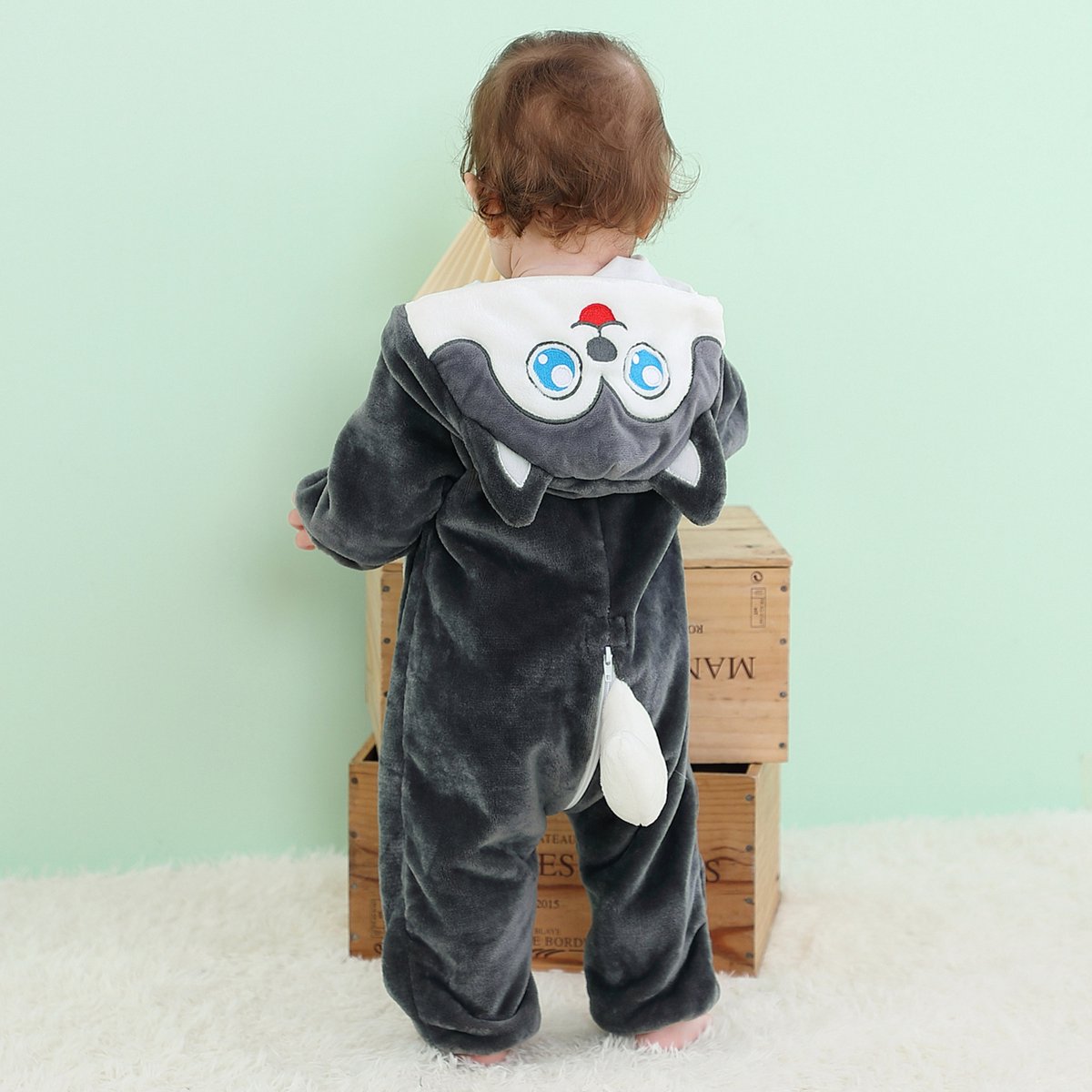 JAXY Baby Onesie - Baby Rompertjes - Baby Pyjama - Baby Pakje - Baby Verkleedkleding - Baby Kostuum - Baby Winterpak - Baby Romper - Baby Skipak - Baby Carnavalskleding - EU (label 110) - Husky — afbeelding 4