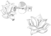 Joy|S - Zilveren lotus bloem oorbellen - 8 x 7 mm - lotusbloem oorknoppen