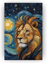 Affiche Lion Van Gogh - Affiche Lion - Décoration murale Nuit Étoilée - Affiche rétro - Posters chambre - Décoration murale chambre - 50 x 70 cm