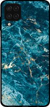 Smartphonica Telefoonhoesje voor Samsung Galaxy A12 met marmer opdruk - TPU backcover case marble design - Blauw / Back Cover geschikt voor Samsung Galaxy A12