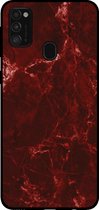 Smartphonica Telefoonhoesje voor Samsung Galaxy M21 met marmer opdruk - TPU backcover case marble design - Rood / Back Cover geschikt voor Samsung Galaxy M21