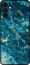 Smartphonica Telefoonhoesje voor Samsung Galaxy A13 5G met marmer opdruk - TPU backcover case marble design - Blauw / Back Cover geschikt voor Samsung Galaxy A13 5G