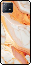 Smartphonica Telefoonhoesje voor OPPO A72 5G met marmer opdruk - TPU backcover case marble design - Oranje / Back Cover geschikt voor Oppo A72 5G