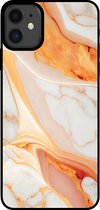 Smartphonica Telefoonhoesje voor iPhone 11 met marmer opdruk - TPU backcover case marble design - Oranje / Back Cover geschikt voor Apple iPhone 11