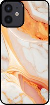 Smartphonica Telefoonhoesje voor iPhone 12 Mini met marmer opdruk - TPU backcover case marble design - Oranje / Back Cover geschikt voor Apple iPhone 12 Mini