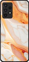 Smartphonica Telefoonhoesje voor Samsung Galaxy A52s 5G met marmer opdruk - TPU backcover case marble design - Oranje / Back Cover geschikt voor Samsung Galaxy A52s 5G