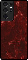 Smartphonica Telefoonhoesje voor Samsung Galaxy S21 Ultra met marmer opdruk - TPU backcover case marble design - Rood / Back Cover geschikt voor Samsung Galaxy S21 Ultra