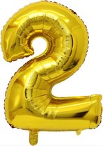 CHPN - Folieballon - 2 jaar - 80CM - Cijferballon - Gouden ballon - Ballon - Feestdecoratie - Verjaardag - Party - Verjaardag - 2 - Twee - Goud