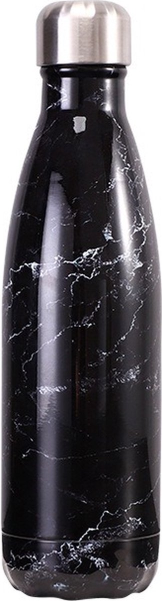 Hup. - RVS Drinkfles - Waterfles 500ml - Hip Design – BPA- & Lekvrij - Duurzaam - Marmer Zwart