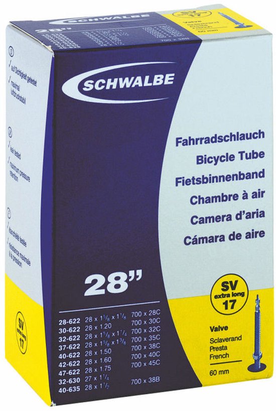 Schwalbe Binnenband SV17 60mm - Frans ventiel - 28 inch - butylrubber — afbeelding 5