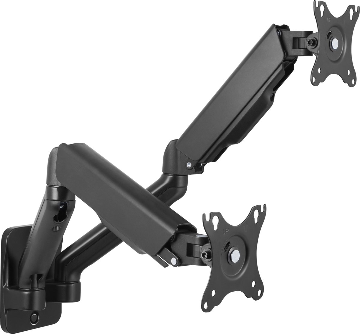 Douxe WM2 - Dubbele Monitor arm - Muurbeugel voor 17-32 Inch - draai- en kantelbare en zwenkbaar - zwart