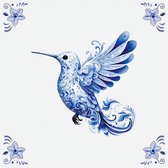 Delfts blauw tegeltje kolibrie design