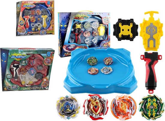 BurstTop Metal Versie Fusion 4D Super Compleet - Geüpgrade versie Met 2 Lanceerders en Arena Spinning Top - SpinTol Arena Compleet - Lanceerspel Speelgoed -