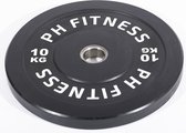 PH Fitness Bumper Plates 10KG Set - Olympische Halterschijven van Rubber - 50 mm - 2 STUKS