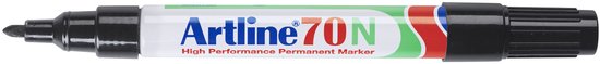 Artline 70N permanente marker met witte body, blauwe en rode tekst.
