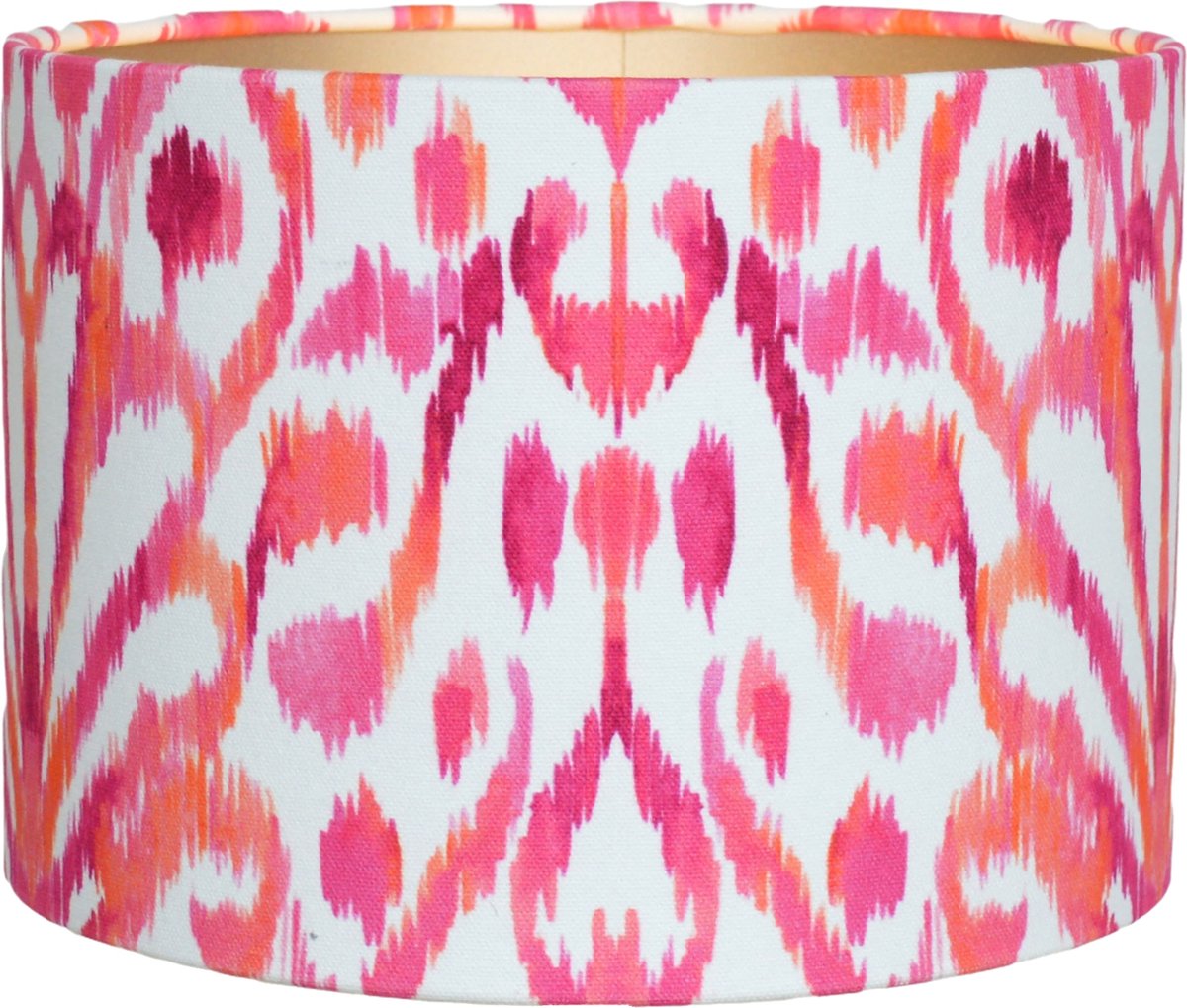 Lampenkap Ikat Roze met Gouden Binnenkant, 25 cm rond voor tafellamp | Lauren S Lampenkappen