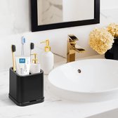 Zwarte tandenborstelhouder voor badkamer afneembaar voor gemakkelijk schoon te maken 5 slots elektrische tandenborstel en tandpasta Caddy voor familie en kinderen op badkamer ijdelheid, gootsteen en