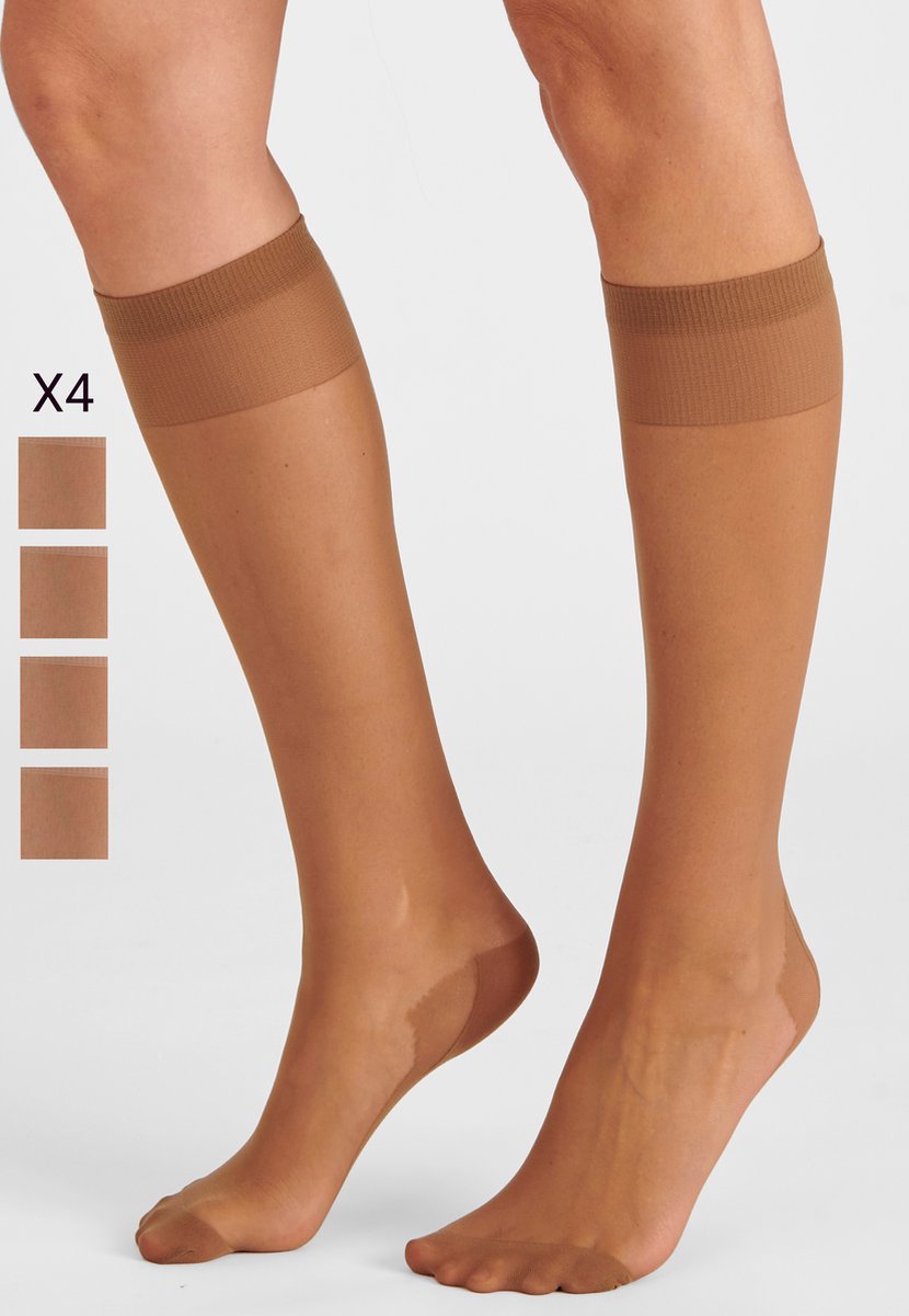 Damart - Set van 4 paar kniekousen voile 20D - Dames - Beige - 40/41