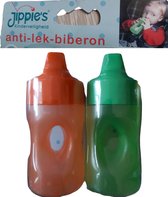 set van 2 stuks Jippie's Anti lek Drink bekers oranje groen - easy to hold -vanaf 6 maanden
