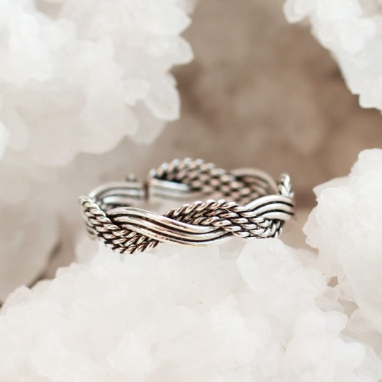 Natuursieraad - 925 sterling zilver vingertop ring verstelbaar - boho sieraden - handgemaakt - Terra Edela