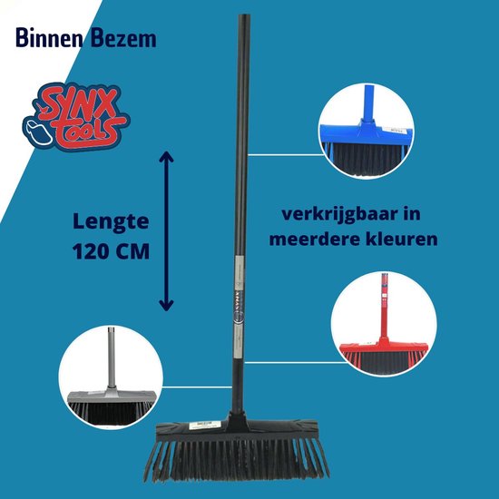 Synx Tools Binnenbezem Rood - Zachte Bezems - Kamerveger - Veger / Zachte Bezem met Steel 130cm - Binnen Bezem - Veger - Schoonmaken Besem — afbeelding 3