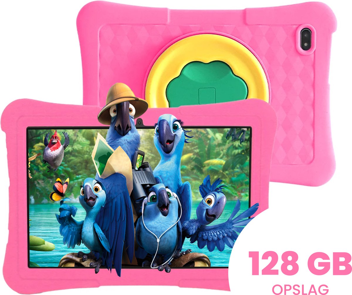 Voltara® Kindertablet - Kindertablet - 4GB RAM + 128GB - Snelle 10 Inch Tablet - Android 13 - Kindertablet vanaf 3 jaar - Tablet - Ook Voor Volwassenen - Ouderlijk toezicht - Roze