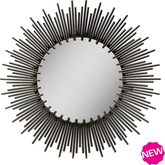 Spiegel Arebe | Rond | Zwart - Black | L75 x B2 x H75 cm