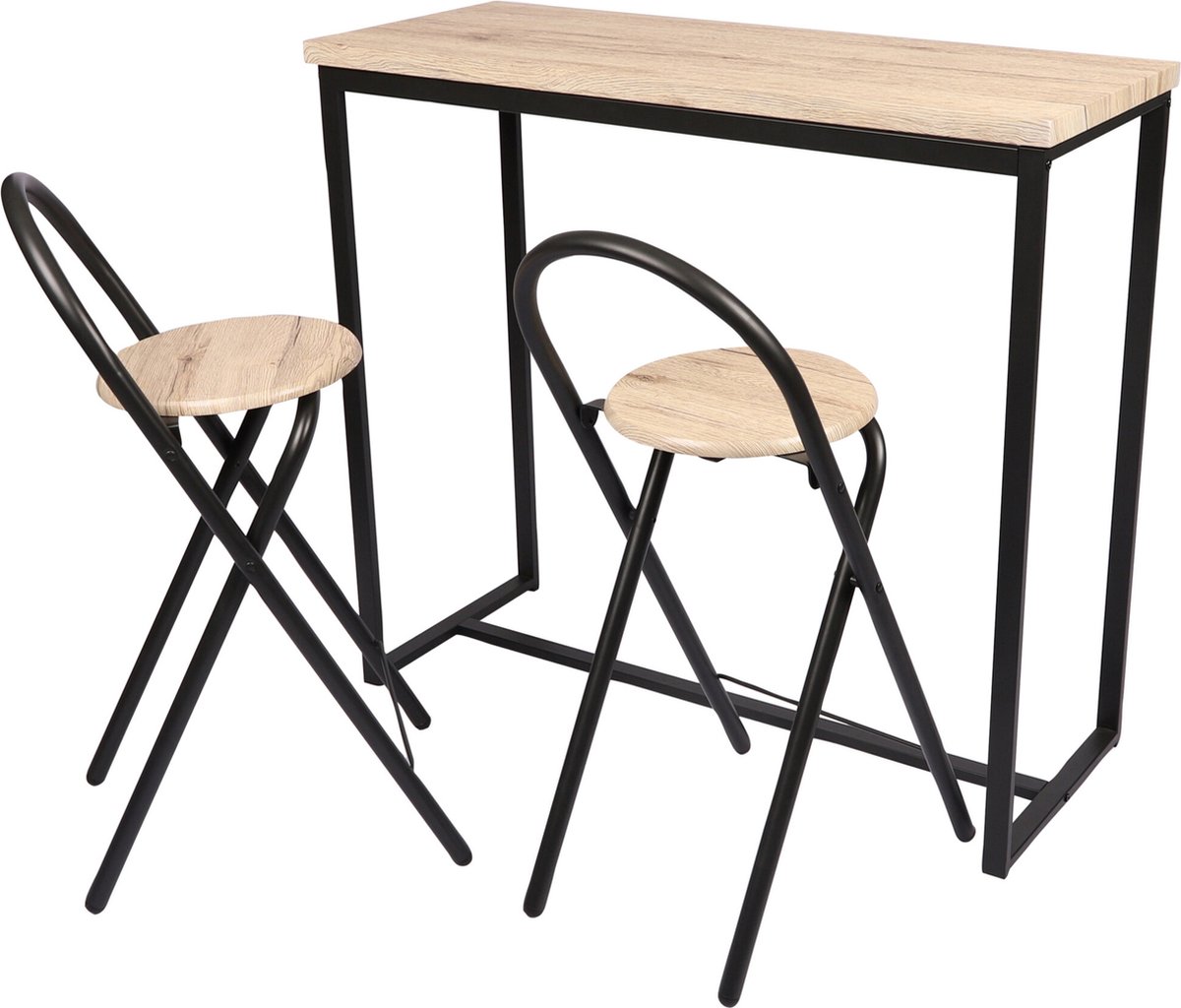 "DOCK" Wandtafel met 2 krukken 100x40xH90 cm en 36x46xH82 cm