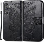 Coverup Vlinder Book Case - Geschikt voor Samsung Galaxy A15 Hoesje - Zwart