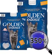Golden Odour kattenbakvulling - perfecte klontvorming - geen kattenbakgeur in huis - zeer zuinig - 21kg bundel 14kg + 7kg