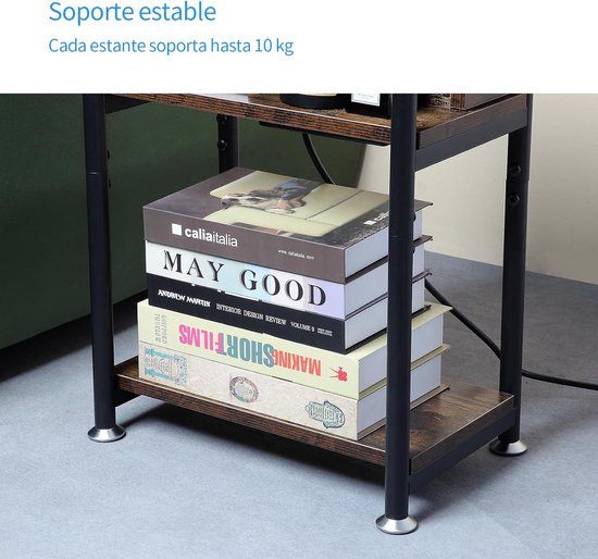 Bijzettafel, nachtkastje, met 2 laden en open vak, ladekast, voor