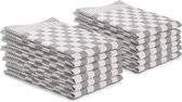 Set de torchons - 12 pièces - 50x70 - motif blocs - à carreaux - losanges restauration - gris