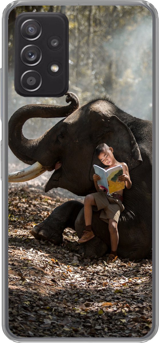 Telefoonhoesje Geschikt voor Samsung Galaxy A33 5G hoesje - Olifant - Jongen - Boek - Bos - Dieren - Natuur - Siliconen Telefoonhoesje Telefoonhoesje