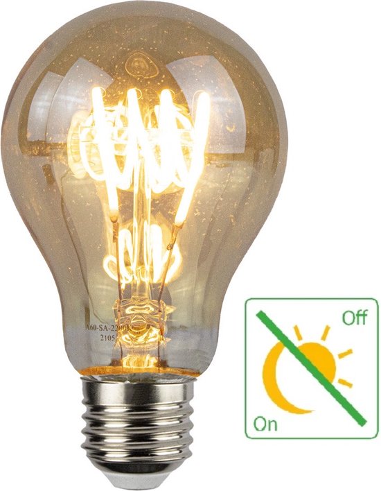 LED Filament lamp met schemersensor | 4W | A60 | E27 | 2200K- Warm wit