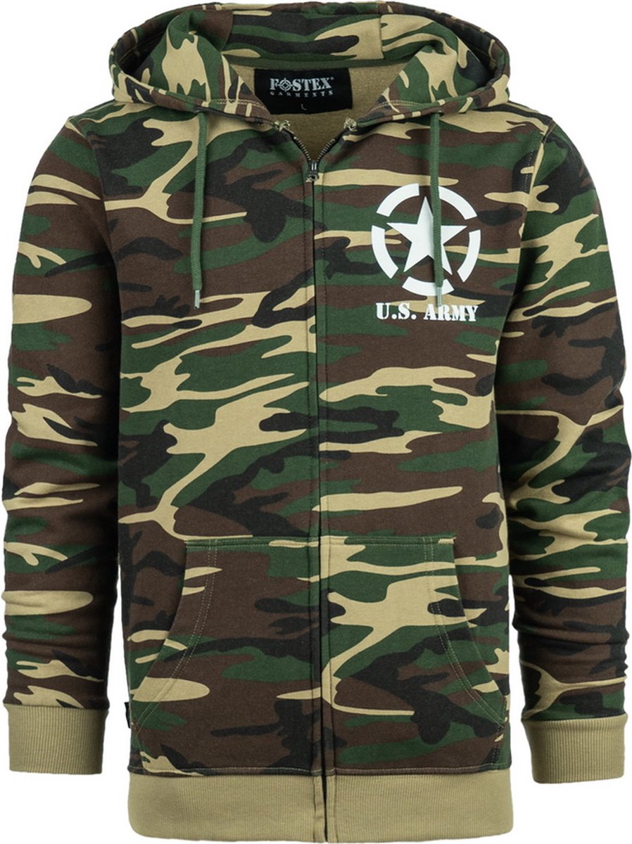 Hoodie met rits Allied Star U.S. Army camo Woodland