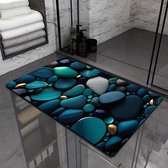 Badmat steen (3D-patroon), badmat, antislip badkamertapijt, absorberend, 50 x 80 cm, absorberende vloermat, sneldrogende badmat, garneer de stemming (groen)