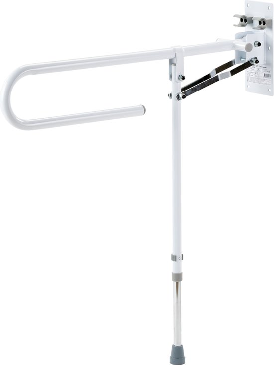 Toiletbeugel opklapbaar met steunpoot Wit - 75 cm lang - wandbeugel, toiletsteun